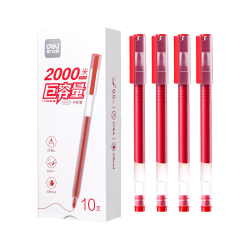 得力 巨能写MAX中性笔 0.5mm 红色10支