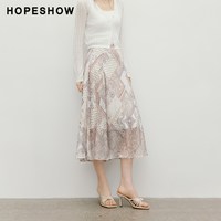 红袖 女士印花雪纺半身裙 90226101502
