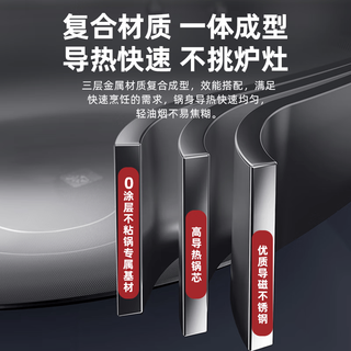 KÖBACH/康巴赫 32cm 316不锈钢抗菌无涂层炒锅+钢铲