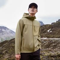 拓路者 户外登山软壳外套 防水防风加绒保暖 连帽 卡其色 M