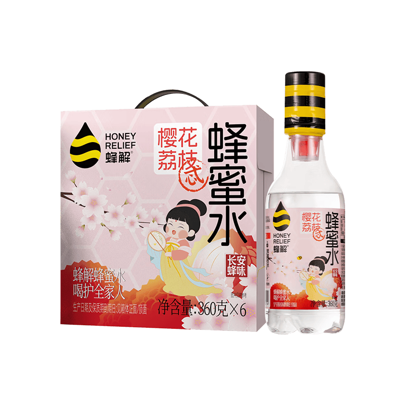 HONEY RELIEF/蜂解 樱花荔枝蜂蜜水 360g*6瓶