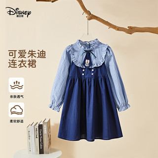 Disney/迪士尼 疯狂动物城朱迪女童学院风连衣裙 蓝色 160