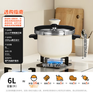 双喜 CY-2206SJT01E 高压锅 304不锈钢 22cm 奶油白