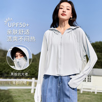 韩都衣舍 可拆卸黑胶大帽檐手套防晒50+短外套女2026夏透气防晒衣