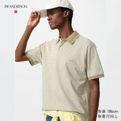 优衣库 485566 快干条纹 POLO衫 深米色 XS