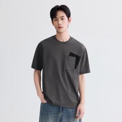 GXG 时尚创意拼接口袋潮流百搭宽松休闲男式圆领短袖T恤