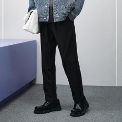 GXG 男士休闲通勤黑色修身小脚长裤休闲裤
