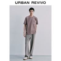 URBAN REVIVO 水洗丹宁松紧腰系带休闲长裤 中灰 32