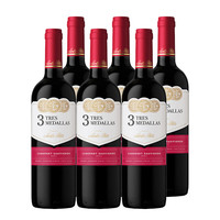 三大金奖加身：圣丽塔 三勋章 赤霞珠干红葡萄酒750ml*6瓶整箱 智利进口