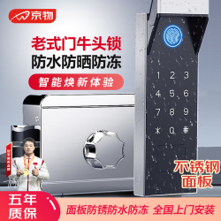 京物 老式防盗门牛头锁改智能锁不锈钢铁门电子指纹密码户外庭院防水锁 N5（304不锈钢）双面防水
