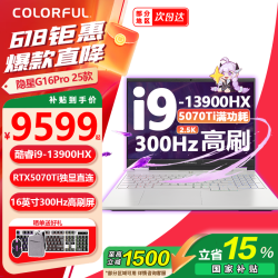 七彩虹 隐星G16Pro 学生游戏本笔记本电脑电竞 i9-13900HX+5070Ti 16GB+1TB