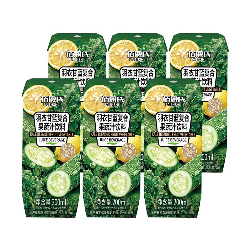 BAIENSHI/佰恩氏 羽衣甘蓝果蔬汁 200ml*6瓶