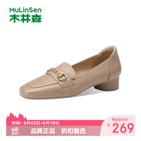 木林森 女鞋休闲单鞋女士乐福鞋子工作通勤一脚蹬女生鞋子百搭优雅小皮鞋