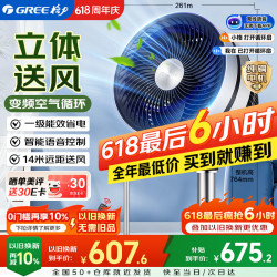 格力 电风扇一级能效空气循环扇直流变频家用落地扇节能静音摇头换气扇语音遥控电扇 FXDZ-20X60BVg3