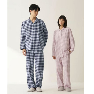 今日必买、PLUS会员：無印良品 MUJI 男士双层纱织睡衣 + 女士双层纱织睡衣 +女袜1双