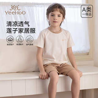 英氏 儿童家居服套装 7A抑菌 青山隐短袖五分裤 140