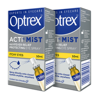 爱滴氏Optrex润眼喷雾缓解眼痒10ml*2 眼干眼症眼药水疲劳视力模糊隐形眼镜润眼液人工泪液儿童护眼非滴眼液