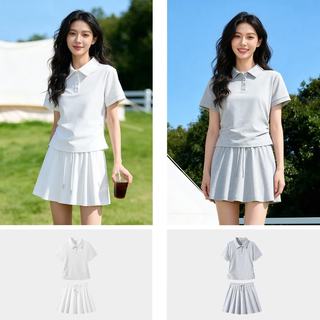 班尼路 POLO半裙套装 白色 蝴蝶印花 M码 两件套