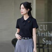 茵曼 2026年夏季女装清新文艺休闲Polo衫舒适简约翻领短袖t恤