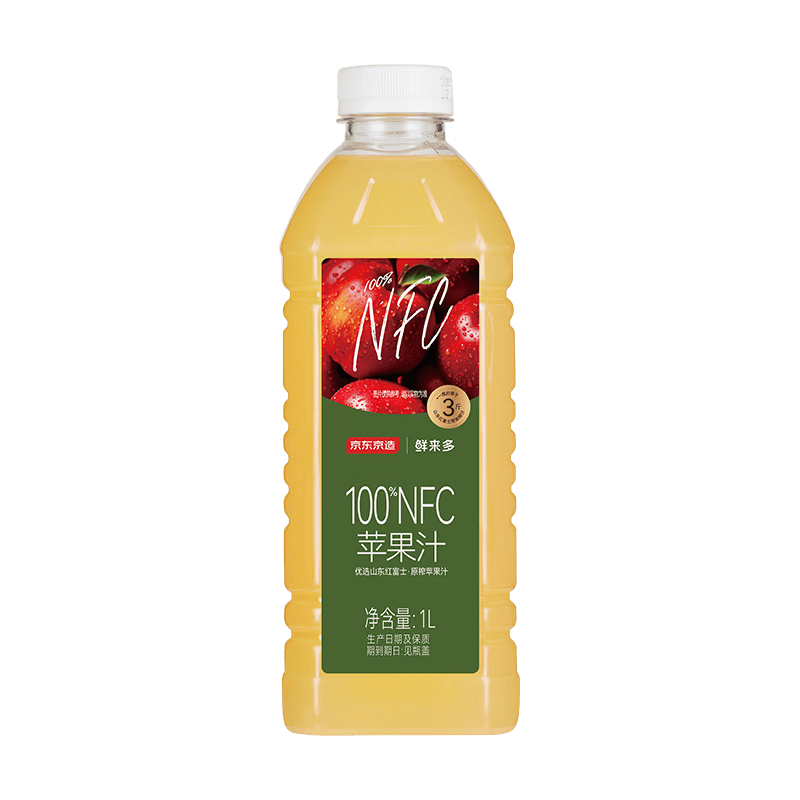 京东京造 100%NFC纯苹果汁 1L*6瓶