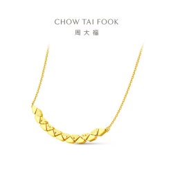 周大福 ING系列灵动爆闪钻石造型足金黄金项链计价女款F237761礼物