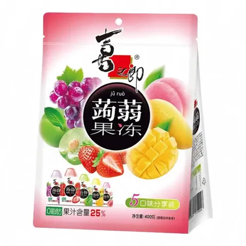 喜之郎 蒟蒻果冻 5口味 400g（水蜜桃味+红葡萄味+草莓味+芒果味+青梅果冻）
