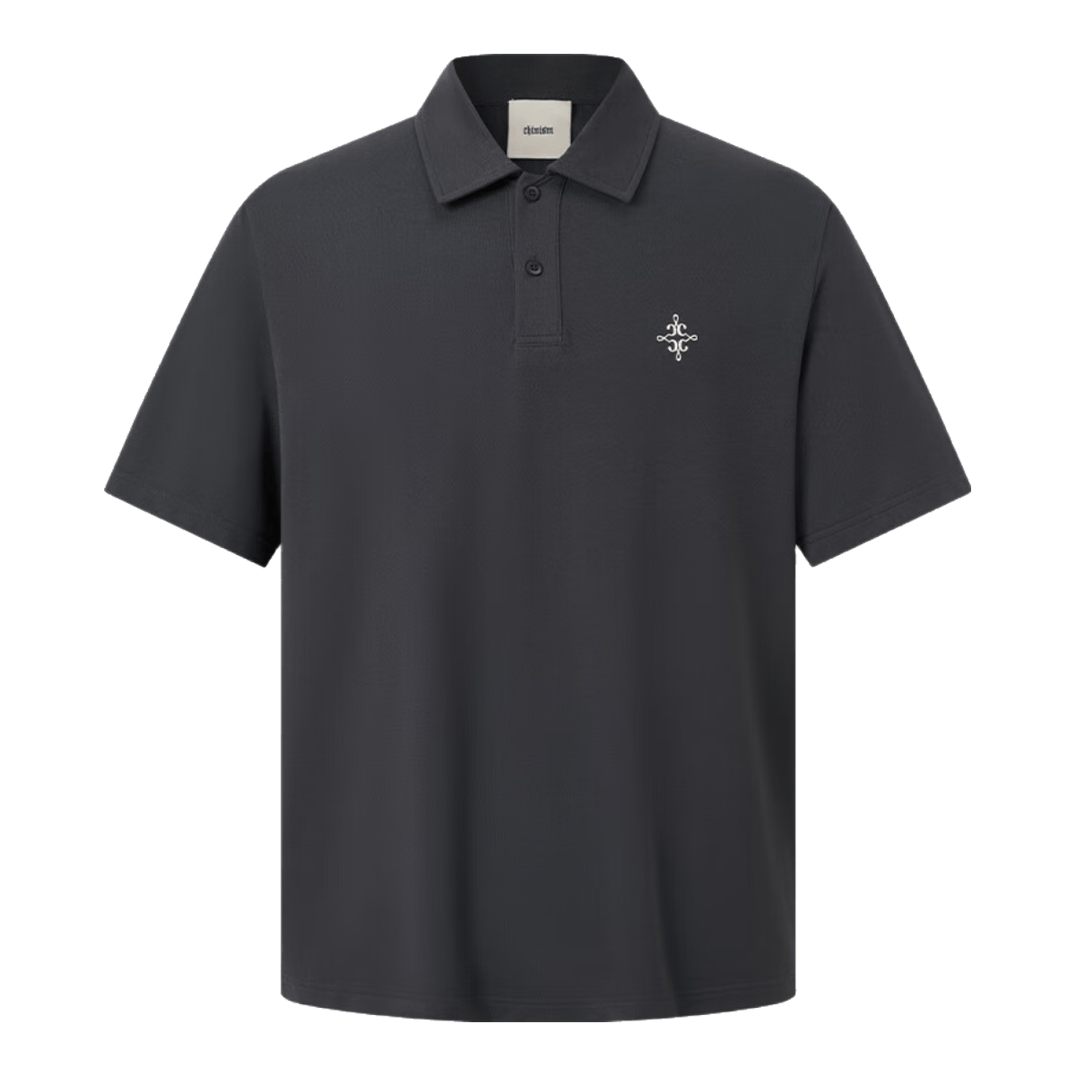 CHINISM CH赤尘简约刺绣翻领POLO衫 深灰色 2XL