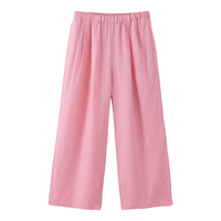 MUJI/無印良品 汉麻水洗宽版裤 粉红色 M（160/66A）女士休闲裤