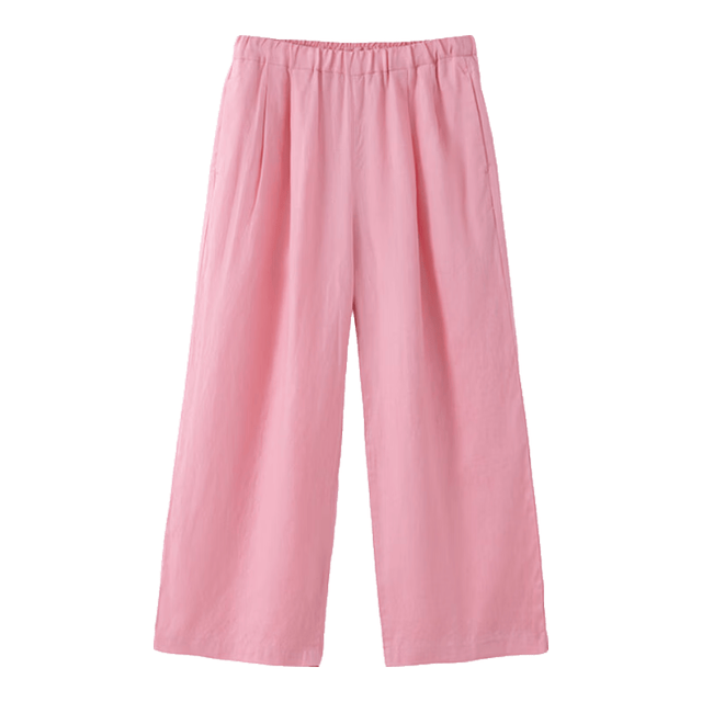 無印良品 MUJI 汉麻水洗宽版裤 粉红色 M（160/66A）女士休闲裤