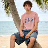 Gap 纯棉字母印花logo短袖T恤 粉色