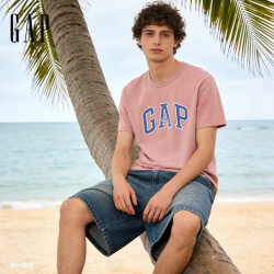 Gap 纯棉字母印花logo短袖T恤 粉色