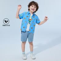 Gap 男幼童小童2026夏季款莱赛尔天丝短袖衬衫儿童装893293