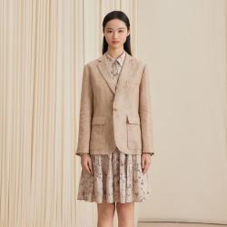 VGRASS V·GRASS 维格娜丝春季混色亚麻优雅通勤气质软西装外套女