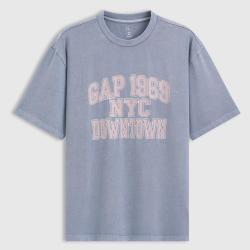 Gap 男女装春季纯棉印花logo水洗短袖T恤宽松上衣725622