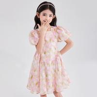 笛莎 女童方领连衣裙