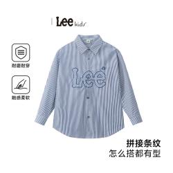 Lee 拼接条纹儿童长袖衬衫男童衬衫春秋季薄款女童中大童梭织衬衣外套