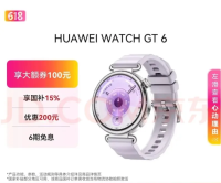 华为 WATCH GT 6 智能手表 41mm 流光紫 氟橡胶表带（北斗、GPS、血氧）