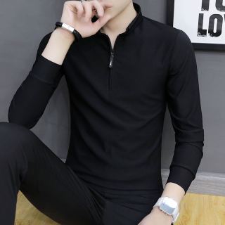 JIAYE2026新款小立领男士长袖polo衫半拉链时尚休闲秋衣单件秋装打底衫 #C0017白色 XL 