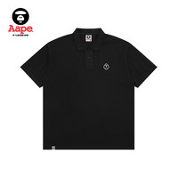 Aape 旗舰店男装春夏猿人扑克黑桃徽章纯色简约凉感POLO衫1806XXQ