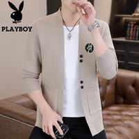 PLAYBOY 针织开衫男新款男士外套春秋季休闲时尚简约百搭韩版披风毛线衣服