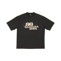 BALENCIAGA 男女通用黑色棉质短袖字母印花圆领