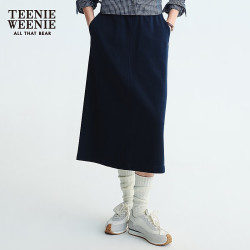 TEENIE WEENIE 松弛感舒适松紧腰开叉中长款半身裙