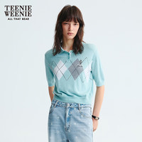 TEENIE WEENIE 菱形格纹 薄荷色 S码 女士短袖针织衫