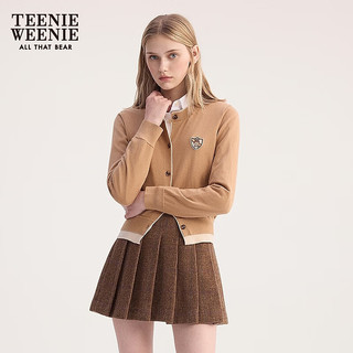 TEENIE WEENIE 含绵羊毛 假两件圆领针织开衫 卡其色 L