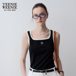 TEENIE WEENIE 小熊女装撞色宽U领针织背心 （多款可选）