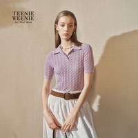 TEENIE WEENIE 绞花POLO领 短袖针织衫