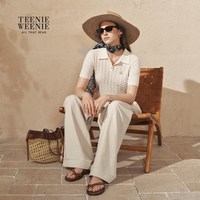 TEENIE WEENIE 绞花POLO领 短袖针织衫