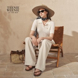 TEENIE WEENIE 绞花POLO领 短袖针织衫
