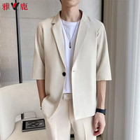 雅鹿 男士休闲西服 七分袖韩版宽松防晒西装外套