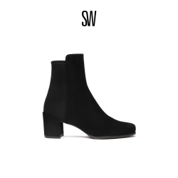 STUART WEITZMAN SW CITY TANSEY 65 早秋拼接弹力靴粗方跟短靴女